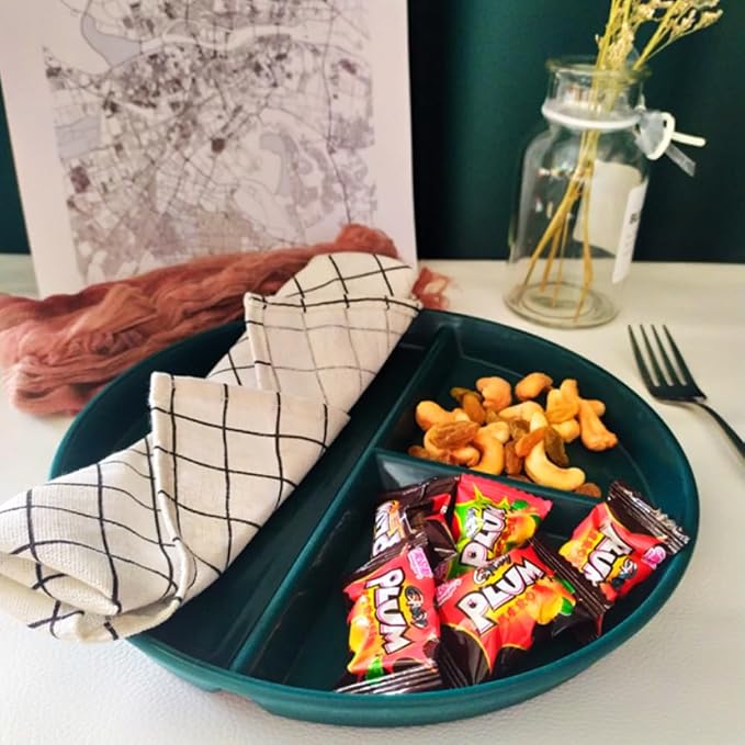 PUPOPIK 9" Unbreakable Divided Plates Set of 5, Wheat Straw Plate Reusable - Image 4
