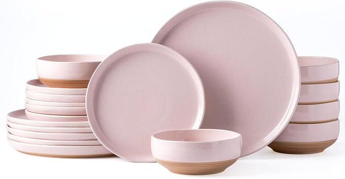 AmorArc Dinnerware Sets for 6, 18 Pieces Ceramic Plates and Bowls Set | Scratch by AmorArc