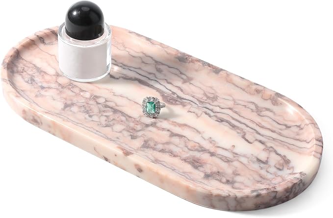 Natural Marble Tray, Catchall for Perfume, Jewelry Dish Moca Jade by Koville