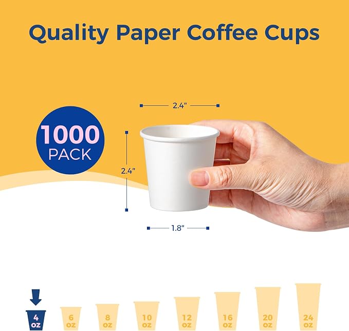 Fit Meal Prep [1000 Pack 4 oz Disposable White Paper Cups - Image 2