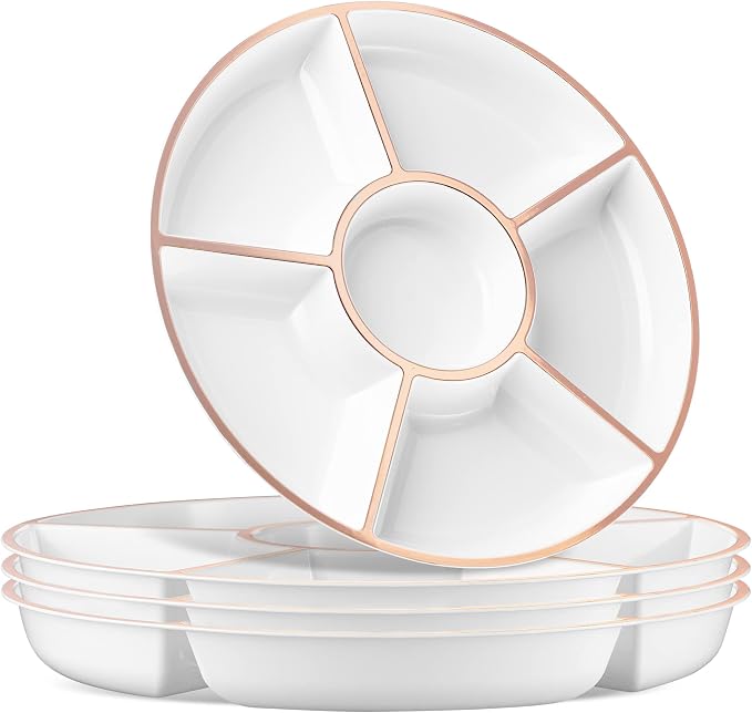Plasticpro 6 Sectional Round Plastic Serving Tray/Platter by PLASTICPRO