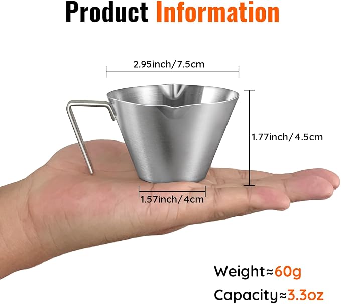 YARRAMATE Stainless Steel Espresso Shot Cup, 3.4oz/100ml | Heat Insulated Grip - Image 3