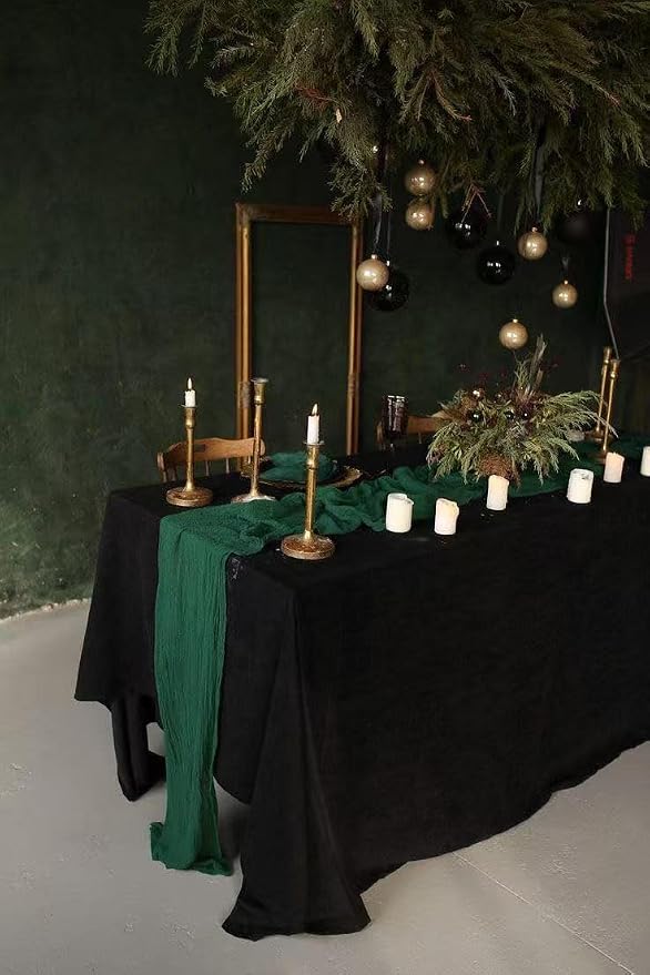 12Pack Emerald Green Cheesecloth Table Runner 20x120inch Gauze Runners | Boho - Image 3