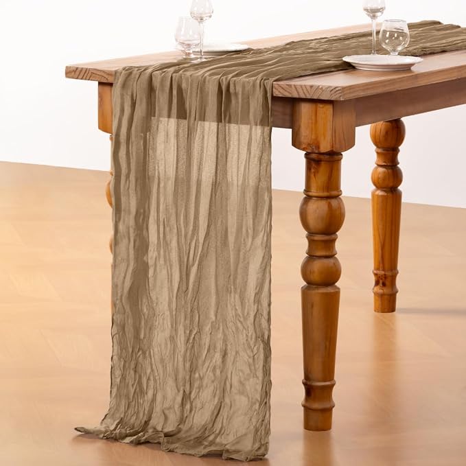 DeZerlor Nude Cheesecloth Table Runners 4 Pack Fall Runners | 120Inch Gauze - Image 5