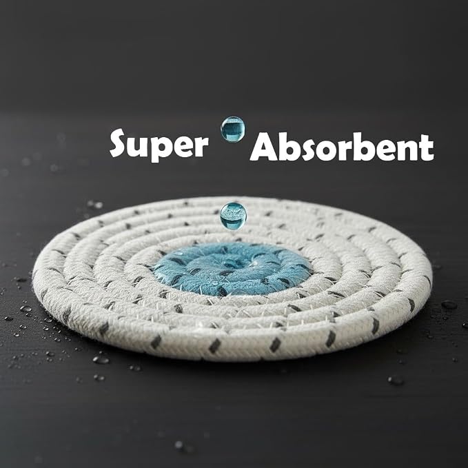 Cotton Rope Absorbent Drink Coasters Set of 8 - Image 3