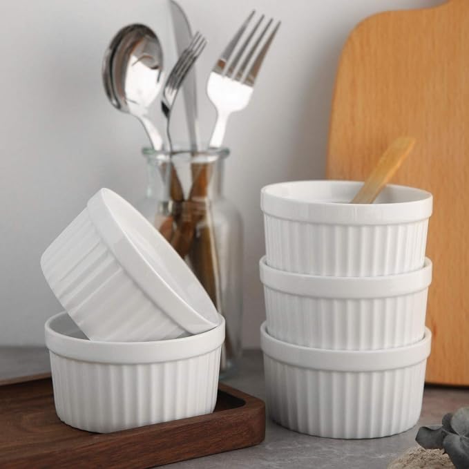 Samsle 6 oz Ramekins Set of 6, Porcelain Ramekins Dishes - Image 6