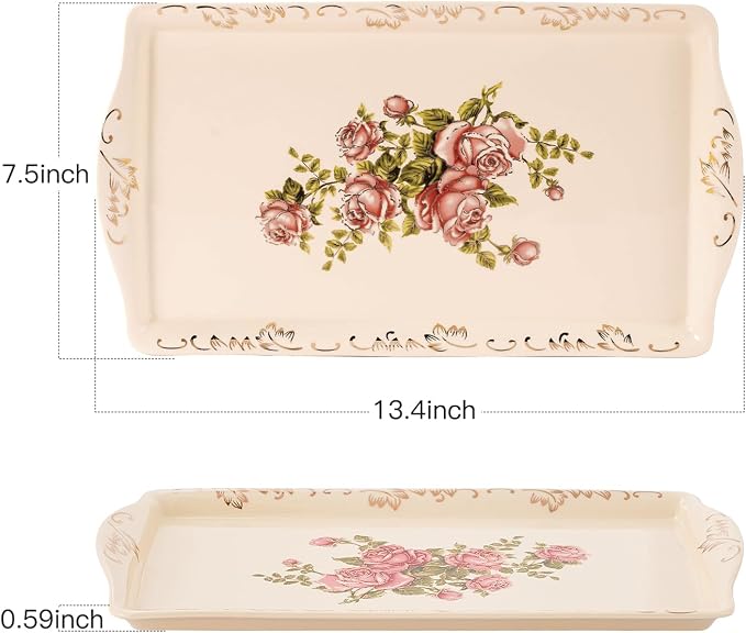 YOLIFE Ceramic Rose Serving Tray, Decorative Platter - Image 4