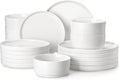 MALACASA 18 Pieces Porcelain Dinnerware Set, Modern White Dish Set by MALACASA