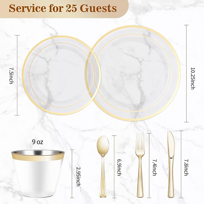 BESTVIP 150PCS Plastic Dinnerware Set, Includes: Dinner Plates, Dessert Plates - Image 4