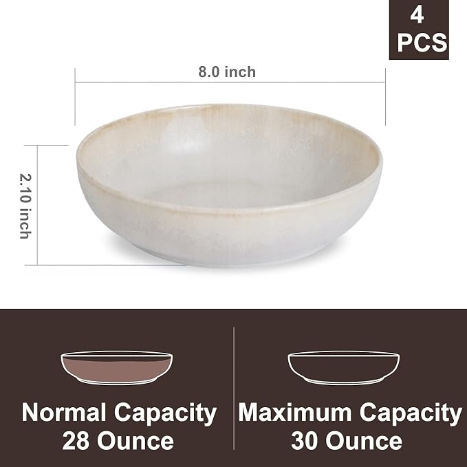30oz Ceramic bowls set of 4-8" serving bowls - Image 2