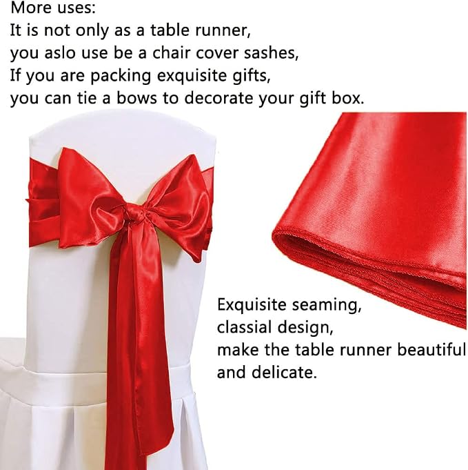 B-COOL Red Table Runner Valentine's Day Table Runner 5 Pack 12x108 inch Satin - Image 3