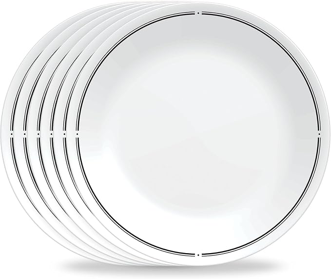 Corelle 6-Piece 8.5" Lunch Round Plates, Vitrelle Triple Layer Glass, by Corelle