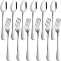 Set of 12, Stainless Steel Dinner Forks and Spoons, findTop Heavy-duty Forks by findTop