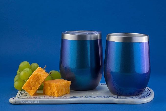 CHILLOUT LIFE 12 oz Stainless Steel Wine Tumblers 4 Pack - Image 5