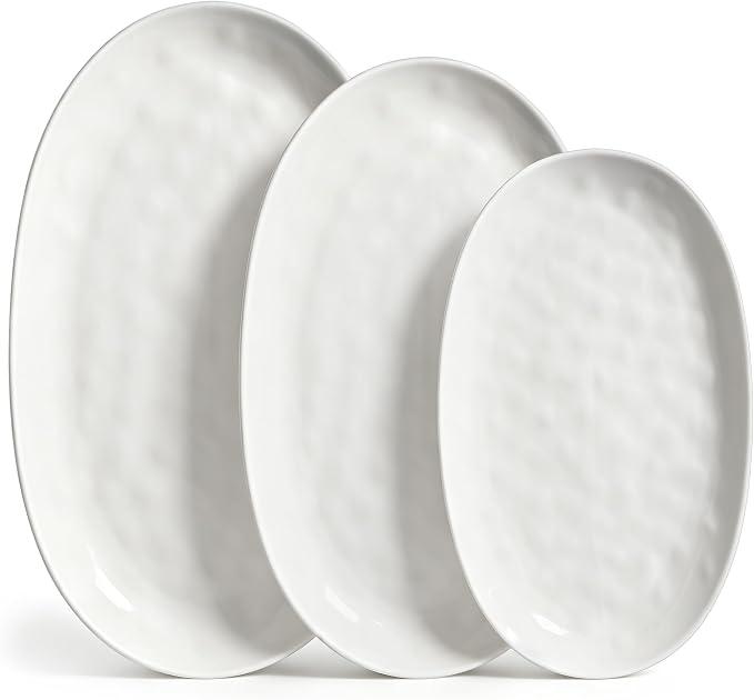 vancasso Ceramic Serving Platters Set of 3, Oval 16/14.7/13.5 Inch Porcelain by vancasso