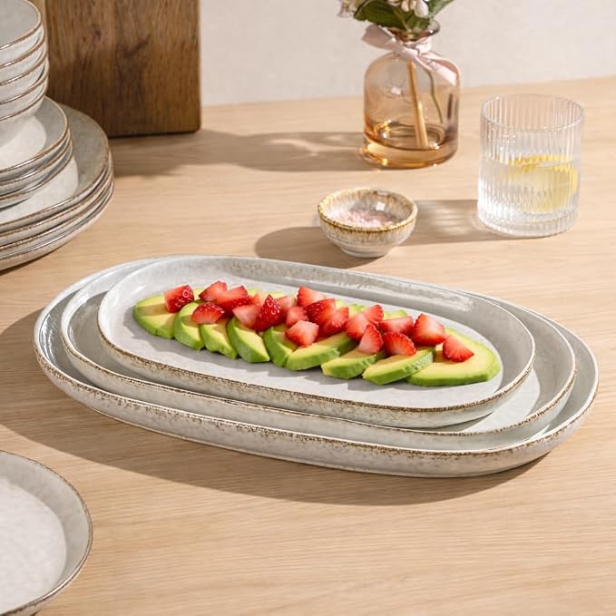 AmorArc Ceramic Serving Platters, Reactive handcrafted Oval Plates - Image 7