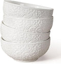 Ceramic Cereal Bowls 26 oz, Embossment Soup Bowls Set of 4, Dishwasher by Artena