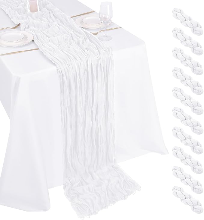 10 Pack White Cheesecloth Table Runner 17x108 Inch Boho Gauze Cheese Cloth by Unknown
