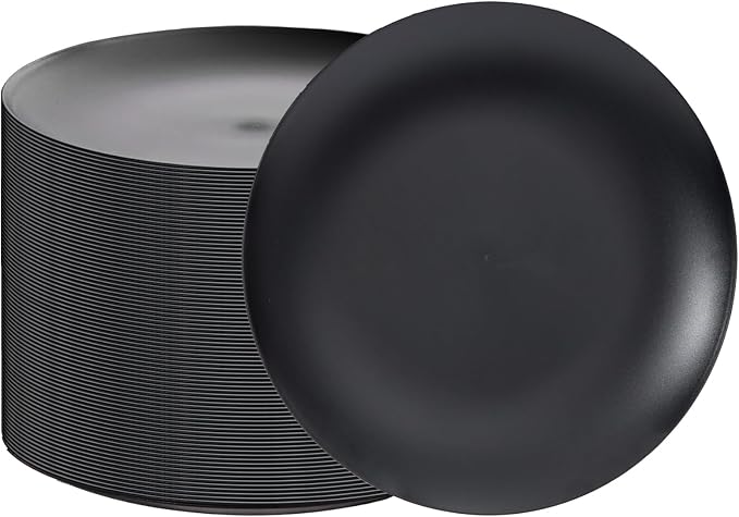 ejonirinjonir 80pcs 10.25in Heavy-Duty Black Plastic Plates by Ejonirinjonir