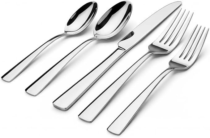 Silverware Set for 8, 45 Piece Stainless Steel Kitchen Utensils Cutlery Set | by Brightown