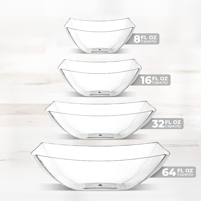4 Pack Disposable Clear Plastic Serving Bowls Square Party & Candy 16oz | - Image 6