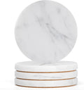 Soft White Marble Coasters Set of 4, Modern Elegant Drink Coasters by YONGHEE
