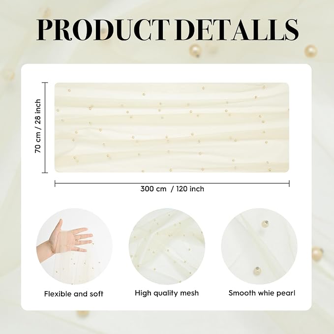 Artoid Mode 6PCS Pearl Champine Gauze Table Runner 120 Inch 10FT, Seasonal - Image 7