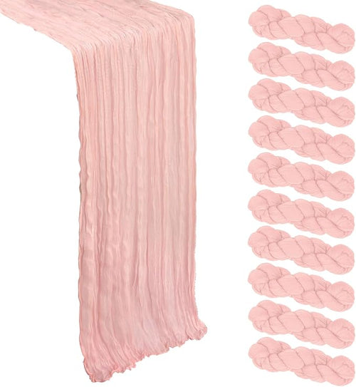 10 Pack 17 x 108 Inch Blush Pink Table Runner Cheesecloth | Gauze Cheese Cloth by Heneger