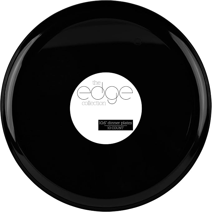 PLASTICPRO [30 Pack 10.6 Plastic Party Plates Edge Collection Black Premium by PLASTICPRO