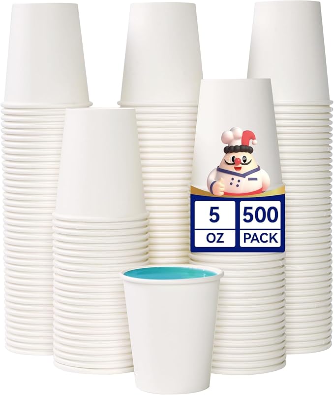 JOLLY CHEF 500 Count 5 oz Paper Cups, Disposable Bathroom Mouthwash White by JOLLYCHEF