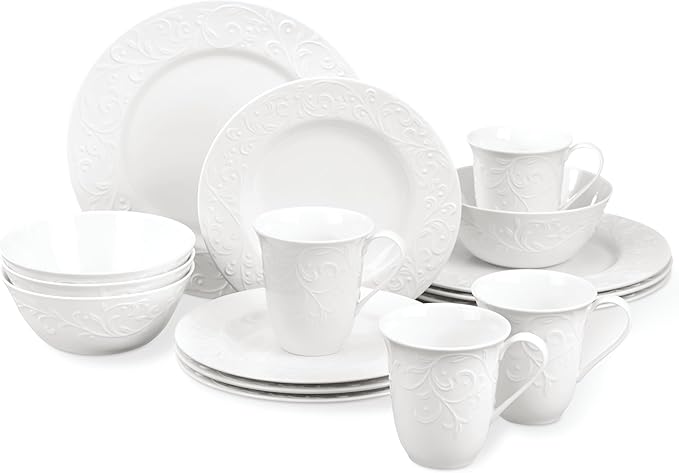 Lenox Opal Innocence Carved Porcelain 16-Piece Dinnerware Set by Lenox