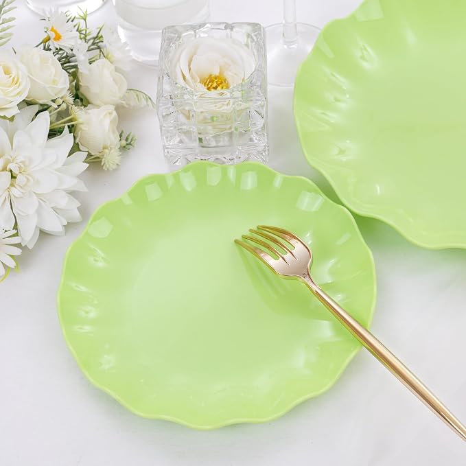 LIYH 24Pcs Sage Green Unbreakable Plastic Plates - Image 4