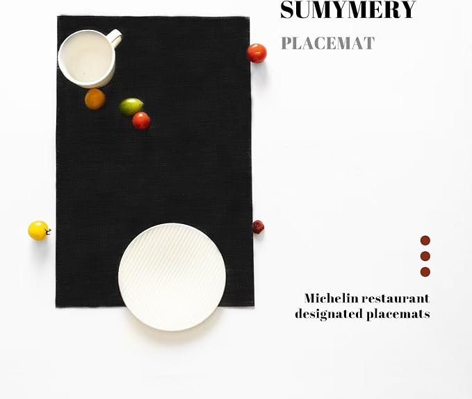 Placemats Set of 6 Vinyl/Plastic Woven Place Mats - Image 3
