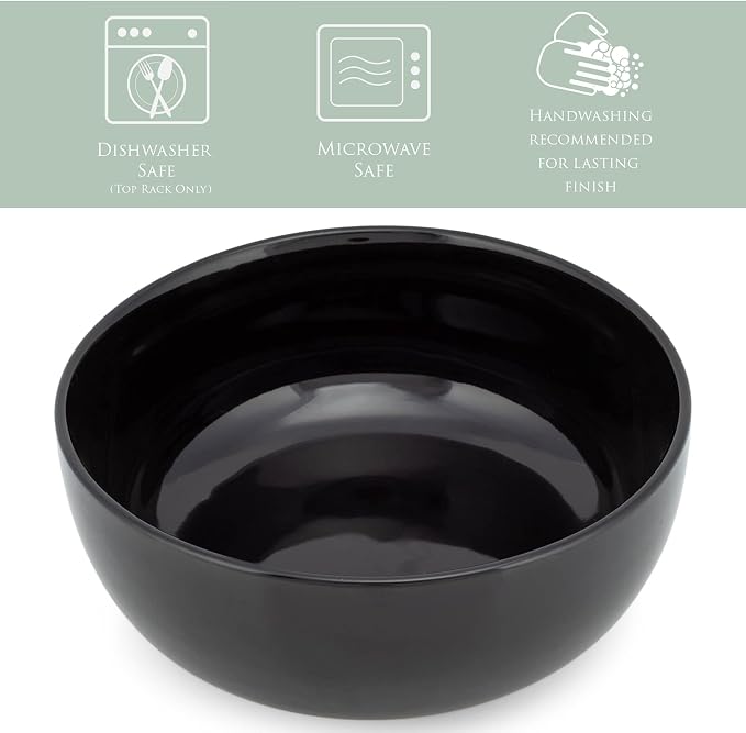 Elanze Designs Bistro Glossy Ceramic 8.5 inch Large Serving Bowls Set of 2 - Image 2