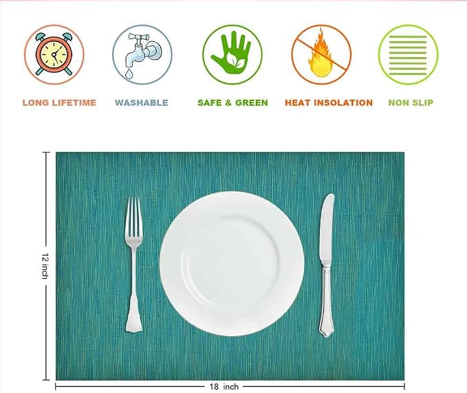 GIVERARE Placemats Set of 4, Heat-Resistant Woven Vinyl Placemat, Non-Slip - Image 2
