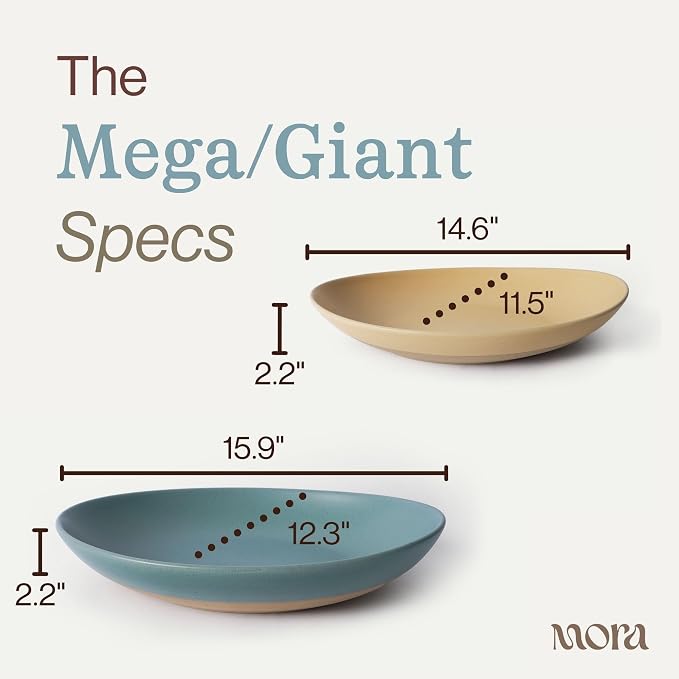 MORA Mega and Giant Serving Dishes Set of 2, 16 inch and 14 inch Ceramic - Image 2