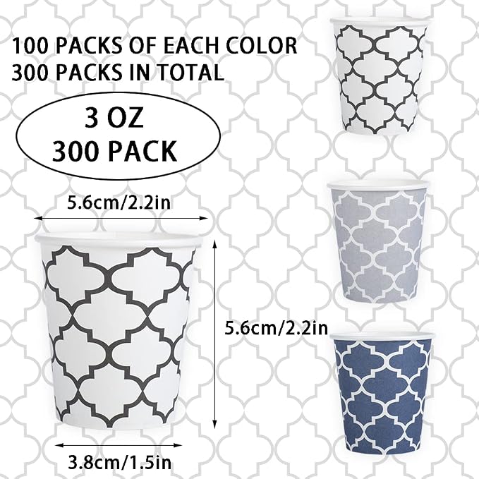 Clawsoff 300 Pack 3 oz Paper Cups Small Disposable Mouthwash Bathroom Cups | - Image 2