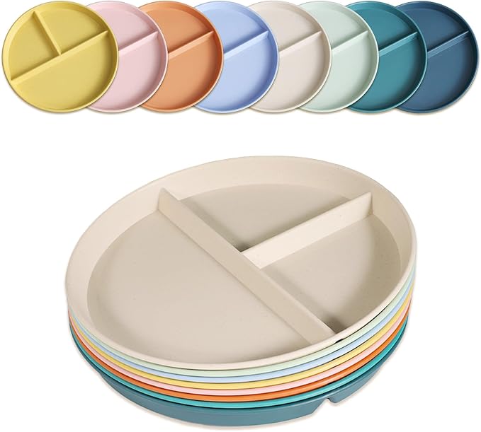 Divided Plates for Adults, Unbreakable Portion Control Plate Sectioned by Unknown