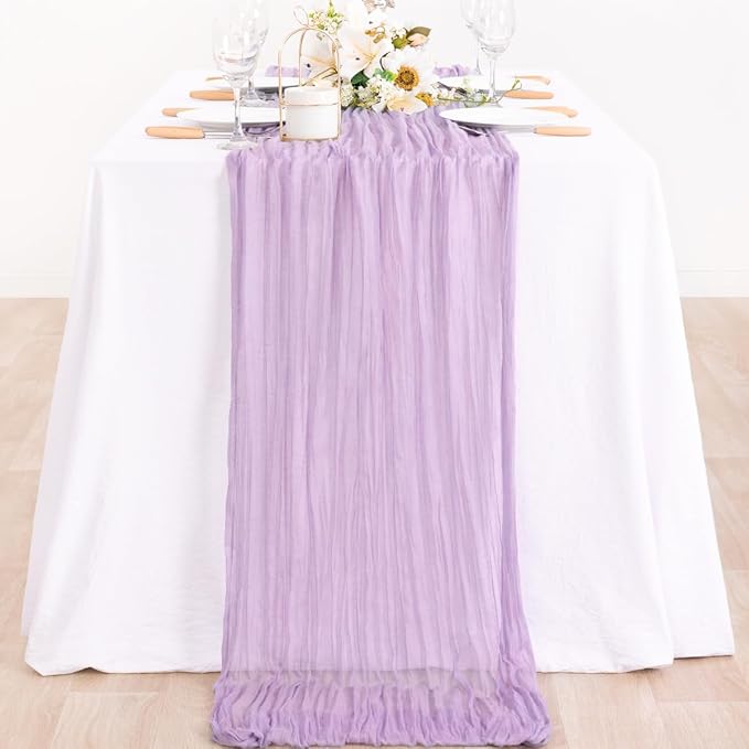 6 Pack Lilac Purple Cheesecloth Table Runner 10ft Boho Table Decor | - Image 6