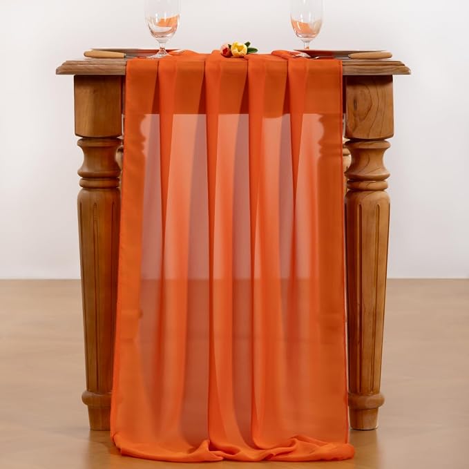 Orange Chiffon Table Runner Summer Boho Wedding Birthday Party Decor | 10ft - Image 5