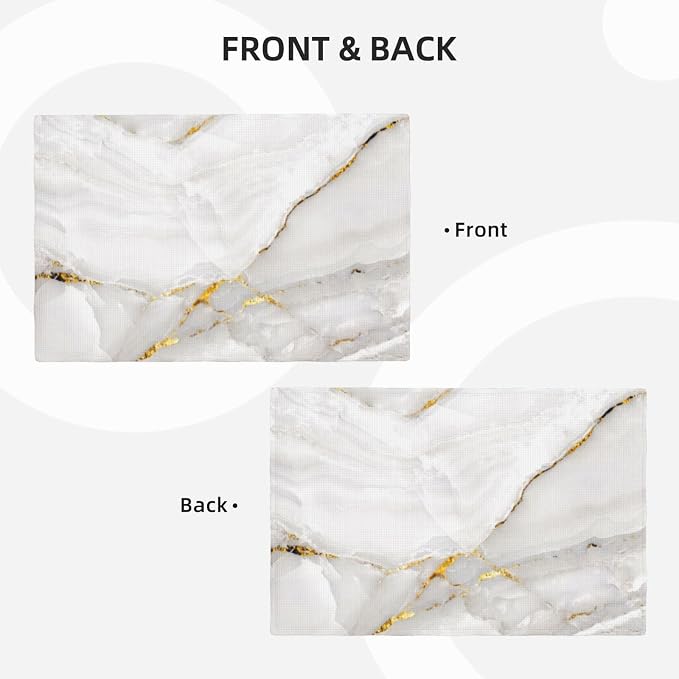 Fiokroo Marble with Golden Line Texture Placemats Set of 6 Table Mats Table - Image 8