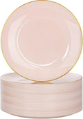 Nervure 100PCS Pink and Gold Plastic Plates, 10.25″ Disposable Dinner Plate | by Nervure