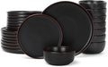 Famiware Mercury 24-Piece Stoneware Dinnerware Set, Matte Black | Plates and by Famiware