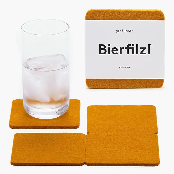 Graf Lantz - Bierfilzl Merino Wool Square Coasters Set of 4 - Turmeric - by GrafLantz