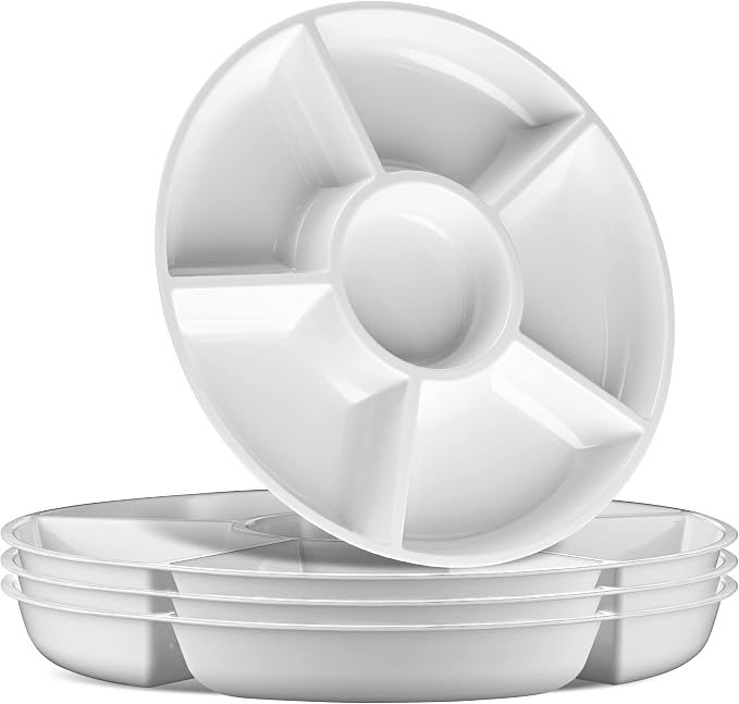 Plasticpro 6 Sectional Round Plastic Serving Tray/Platter by PLASTICPRO
