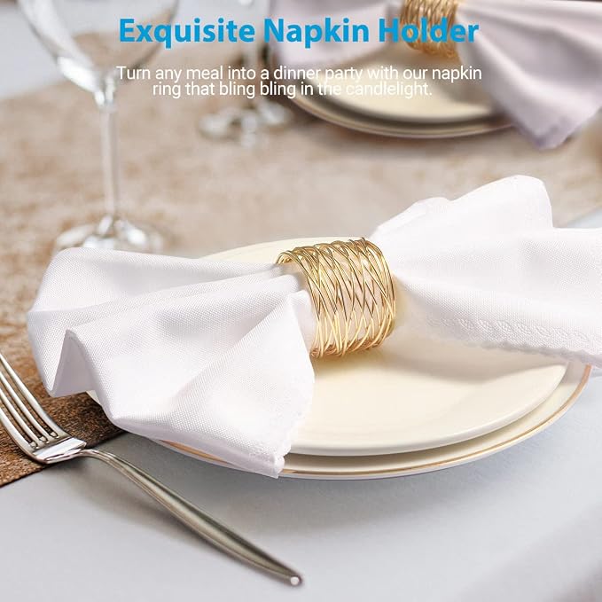 Twisted Wire Mesh Napkin Rings Holders Décor Dinner Party Wedding Christmas - Image 2