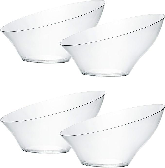 PLASTICPRO Disposable Angled Plastic Bowls Round Small Serving Bowl, Elegant by PLASTICPRO