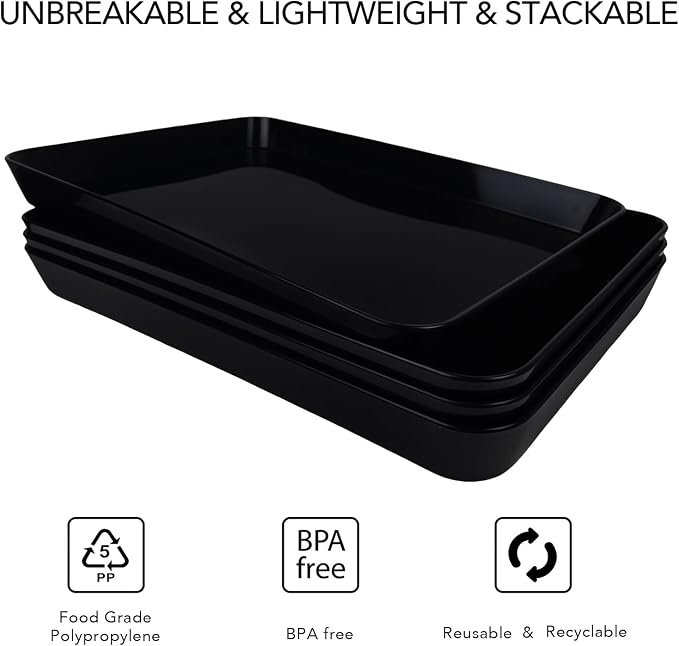 4 pcs 16" x 11" Large Serving Trays - Image 5