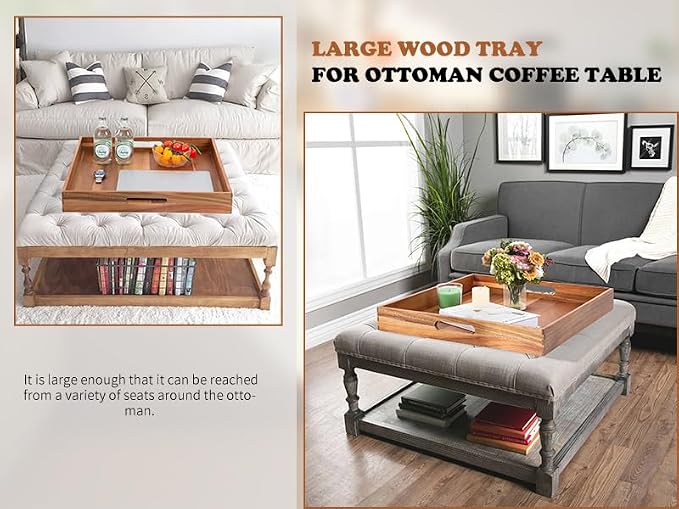 Large Ottoman Tray for Living Room, Appetizers - Image 2