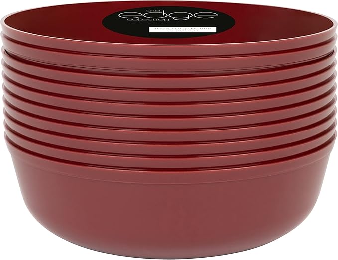 Edge Collection Cranberry Red Plastic Party Soup Bowls Premium heavyweight by PLASTICPRO